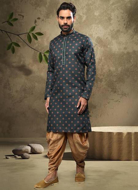 Dark Green Colour Party Wear Mens Cotton Indo Western Collection 1555